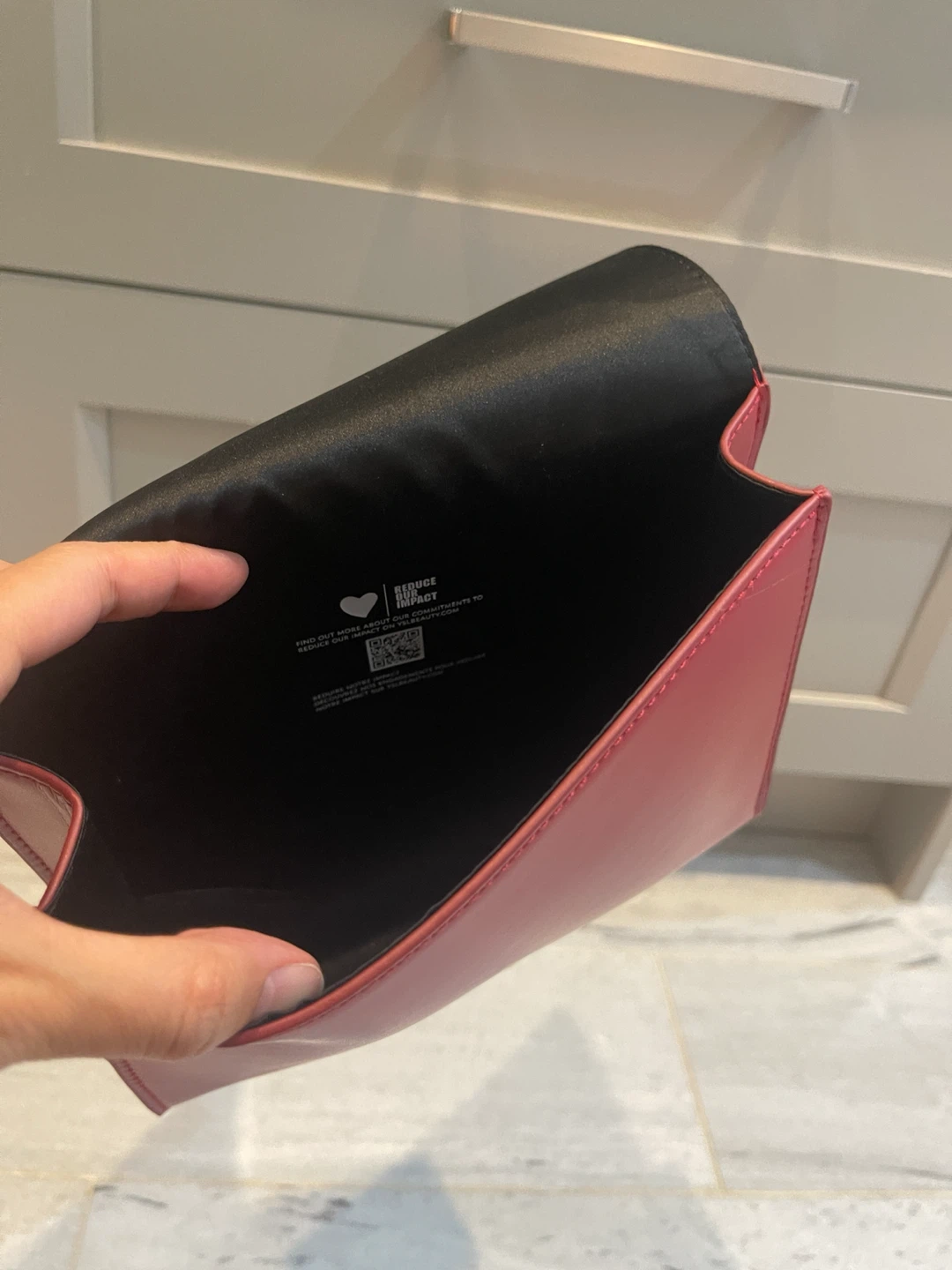 Yves Saint Laurent YSL Red Leather Makeup Pouch - photo 2
