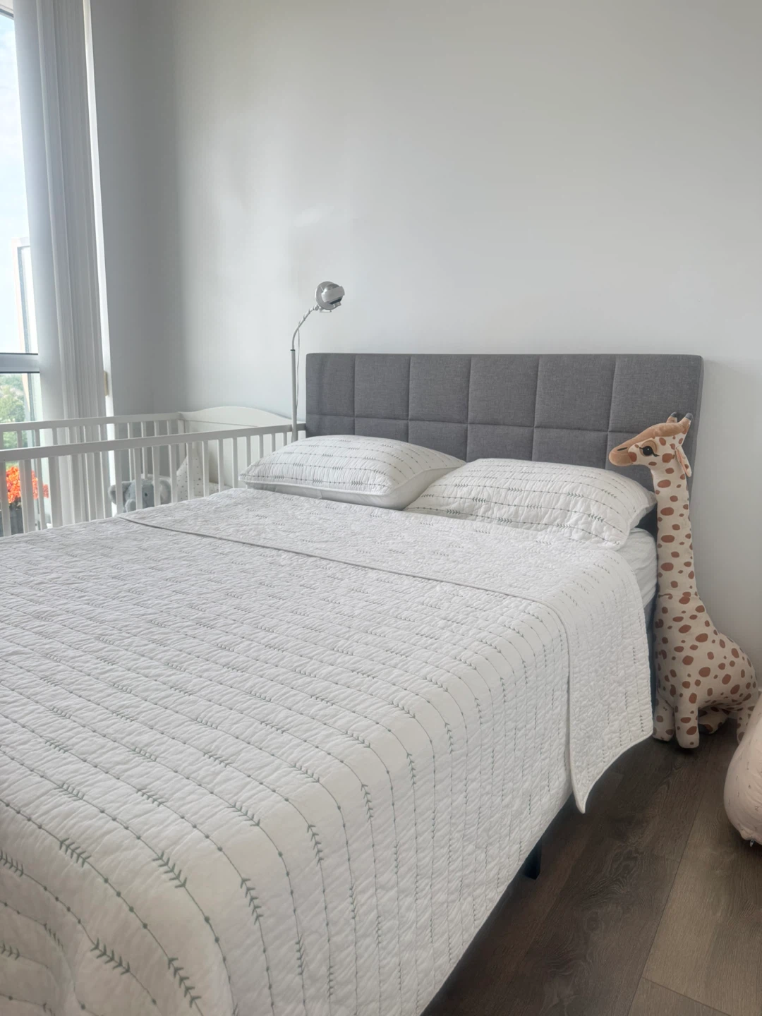 MARVELL Modern Double Size Bed Frame - Light Grey