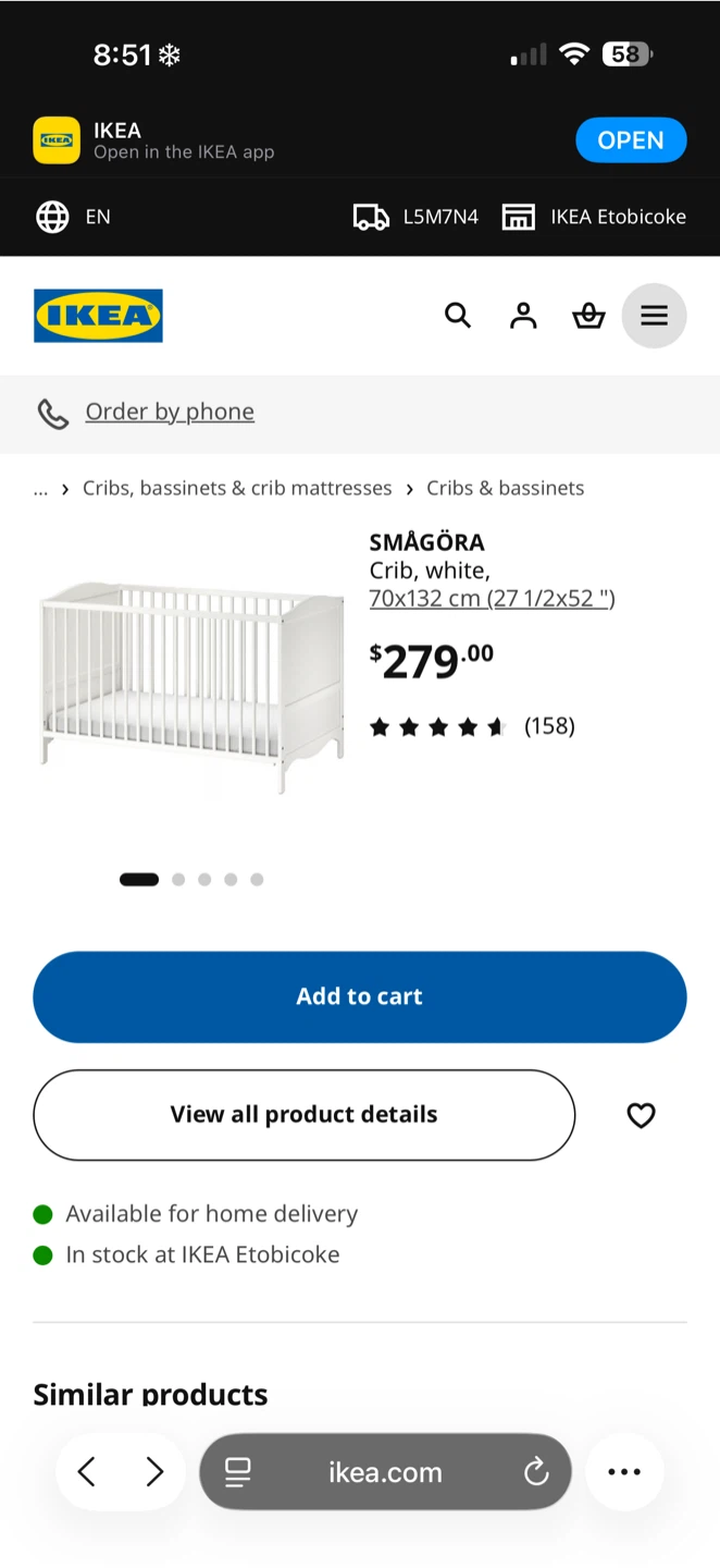IKEA SMÅGÖRA Crib - White - photo 3