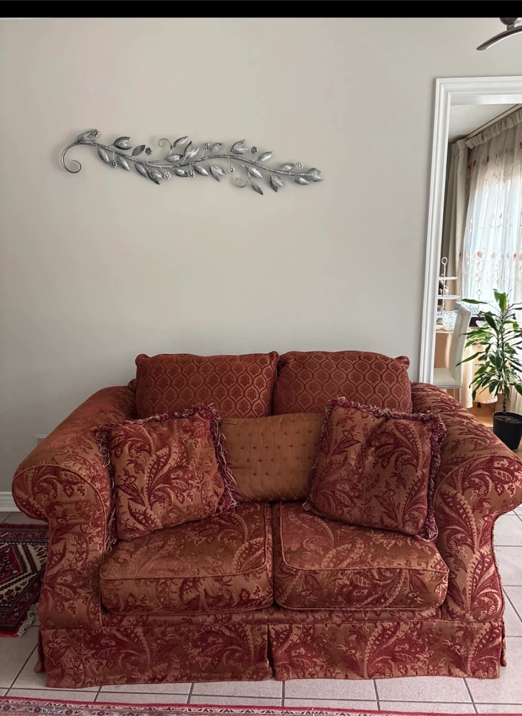 Sofa - Red Brocade Pattern