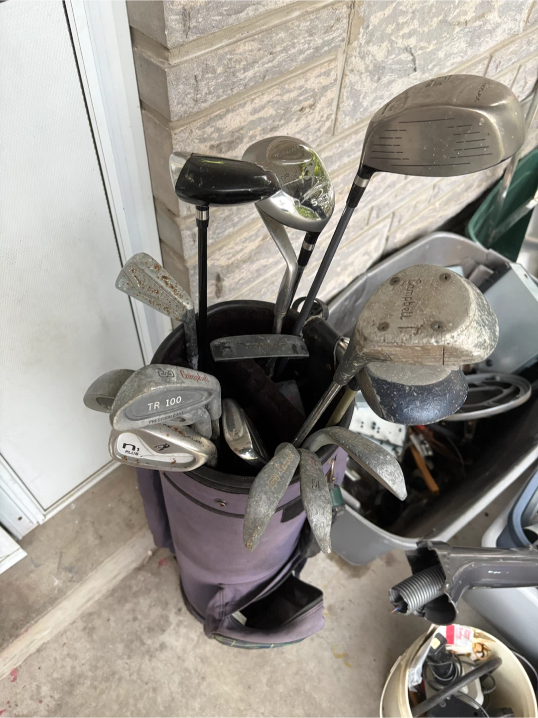 Assorted Right Handed Golf Clubs and Bag