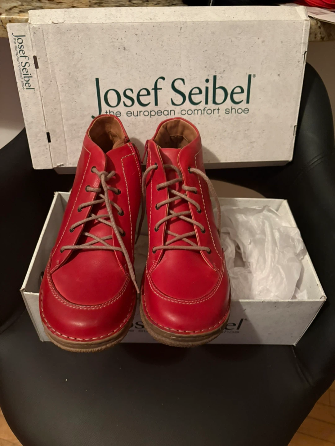 Josef Seibel Red Leather Shoes - Size 41