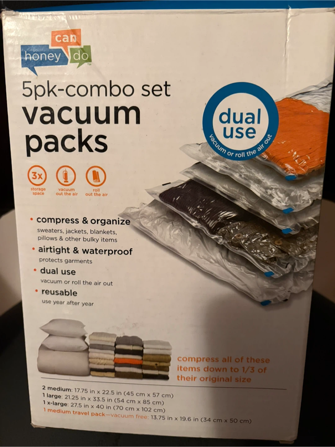Honey Can Do 5pk Combo Set Vacuum Packs