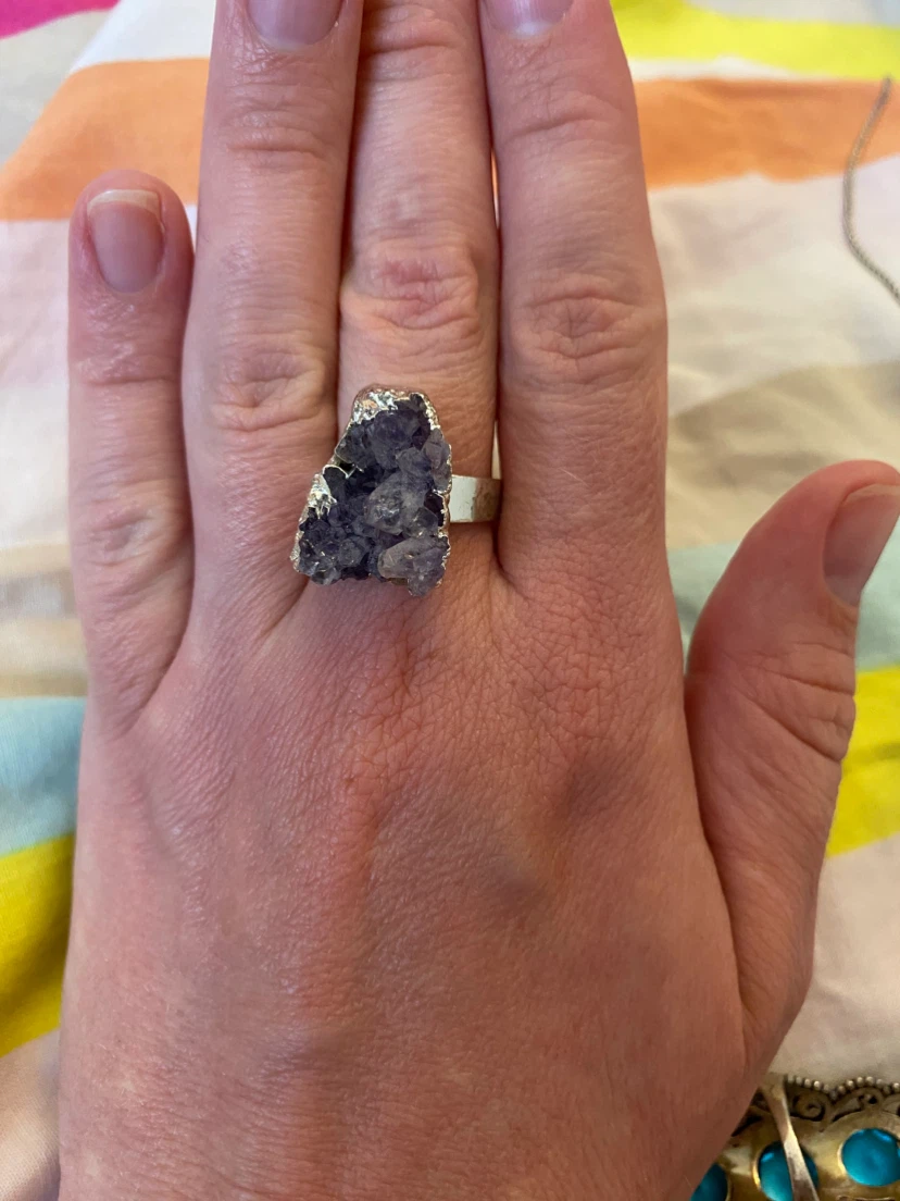 Brand new adjustable Amethyst Druzy Ring - photo 5