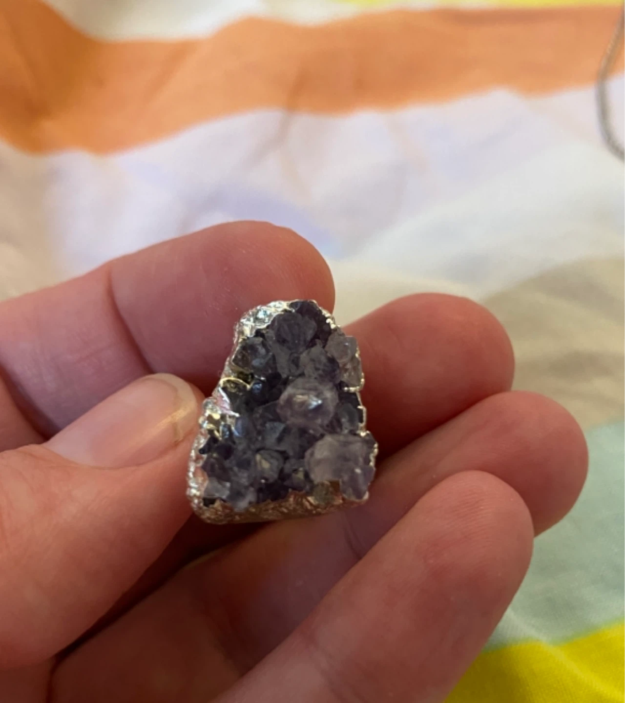 Brand new adjustable Amethyst Druzy Ring