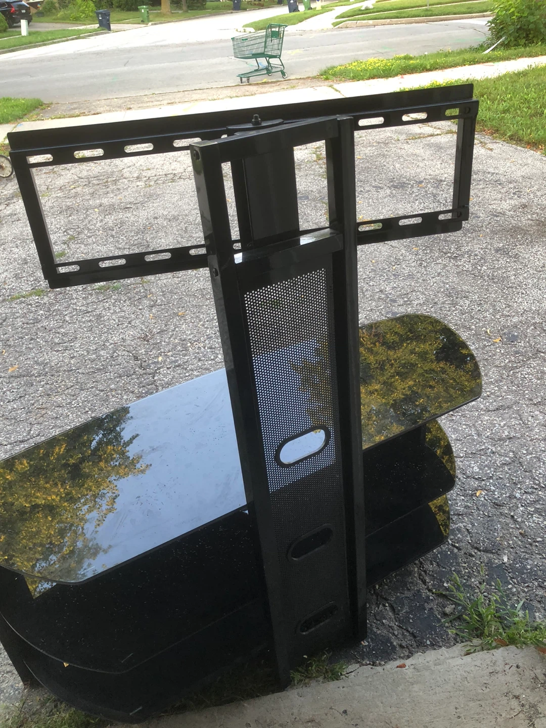 Black Tempered Glass TV Stand with Mount - photo 3