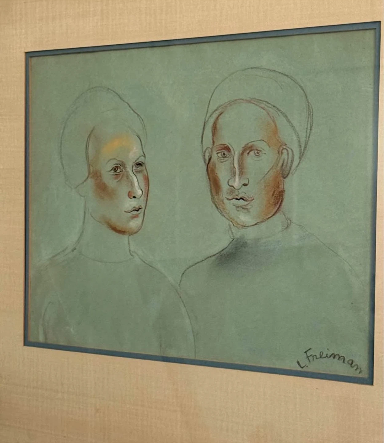 Framed Drawing of Two Figures by Lillian Freiman - photo 2
