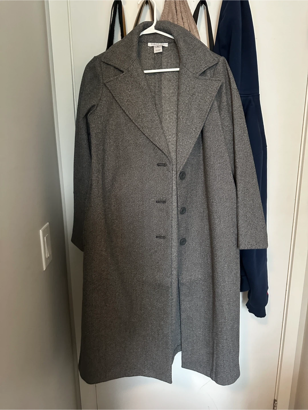 Carole & Wren Grey Herringbone Coat - Size M