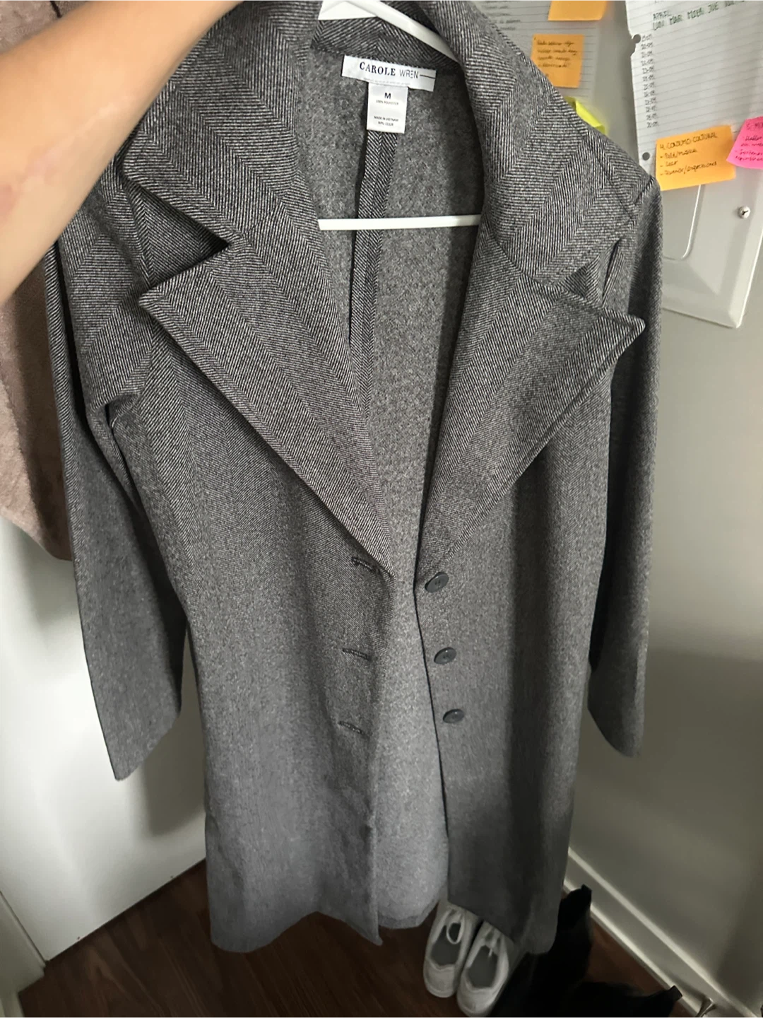 Carole & Wren Grey Herringbone Coat - Size M - photo 2
