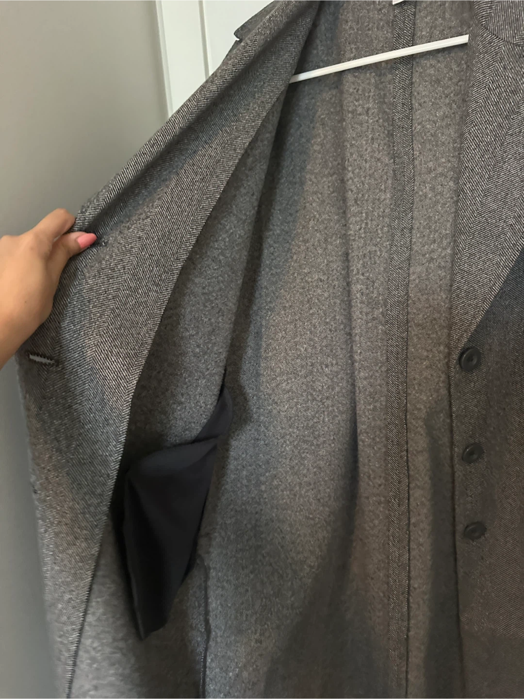 Carole & Wren Grey Herringbone Coat - Size M - photo 4