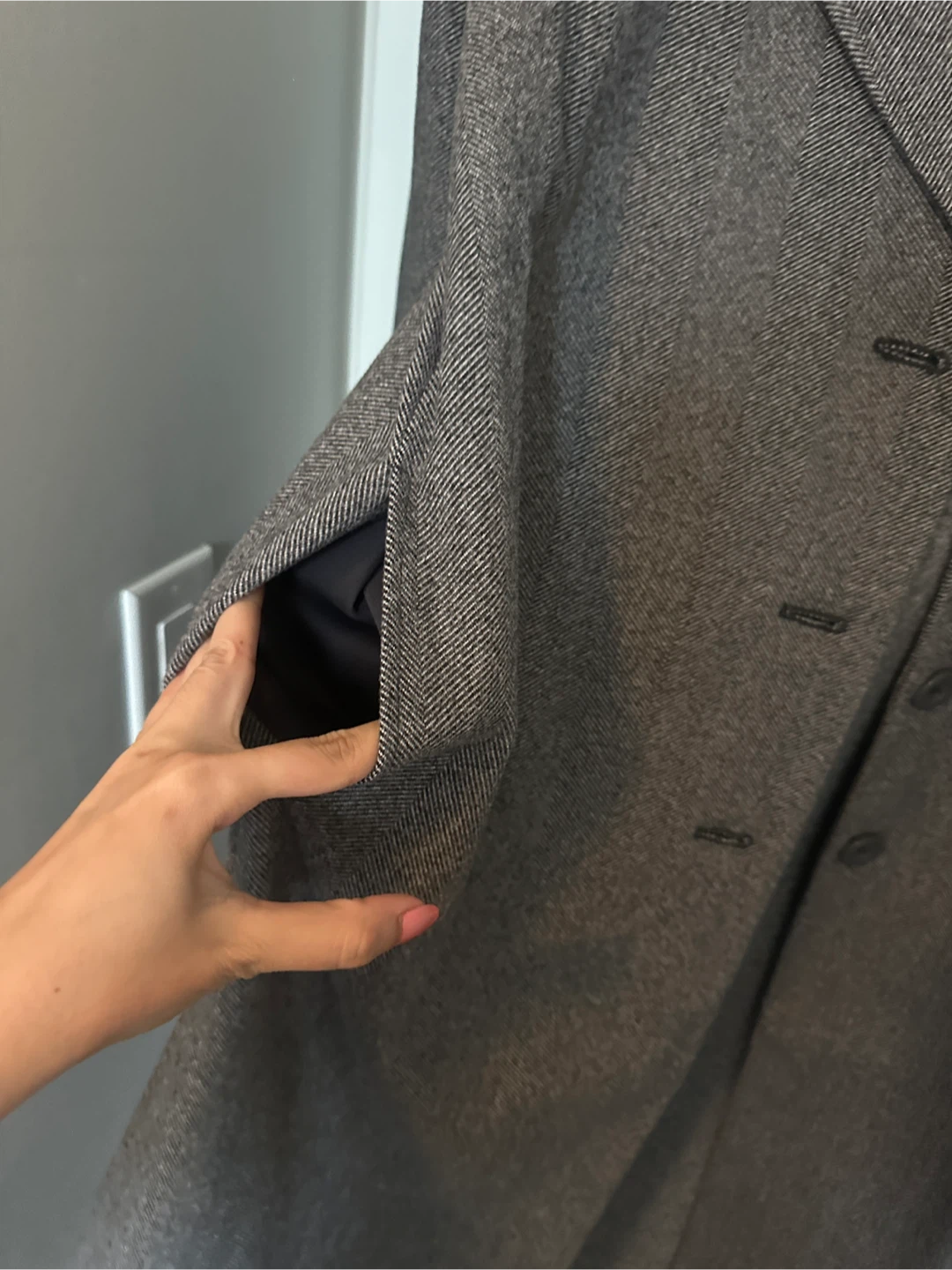 Carole & Wren Grey Herringbone Coat - Size M - photo 5
