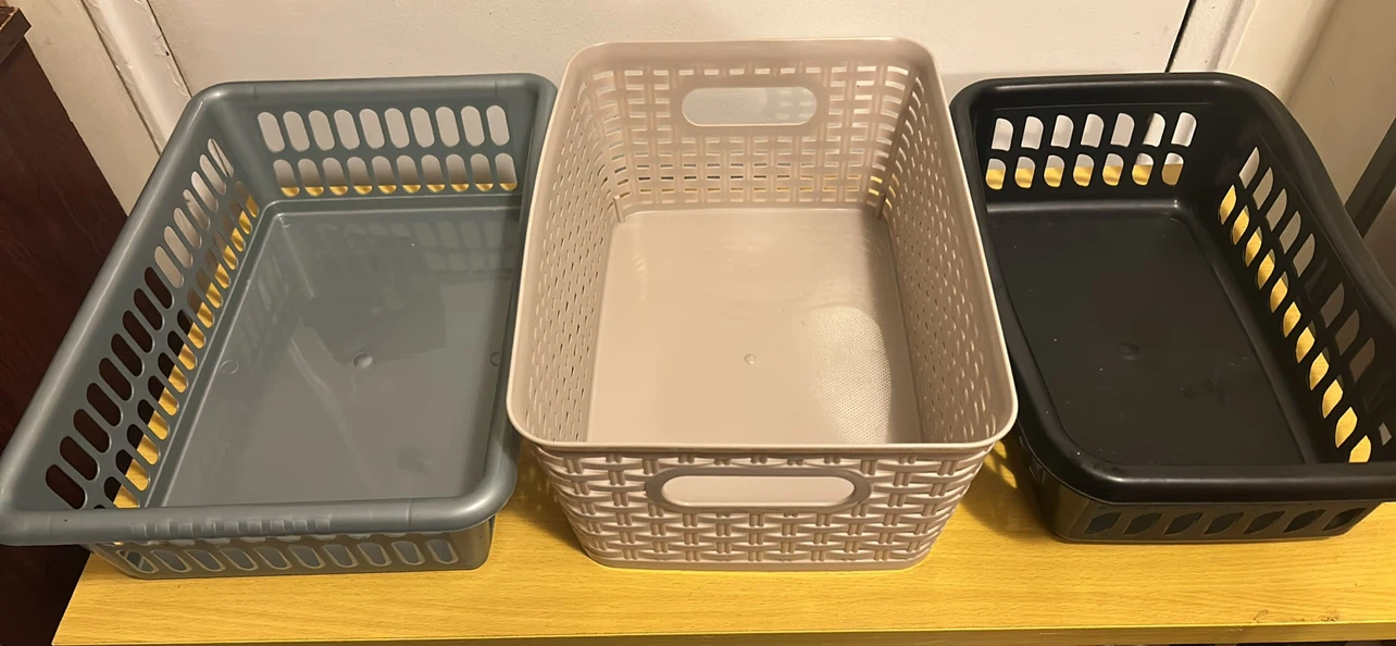 Set of 3 Plastic Storage Baskets