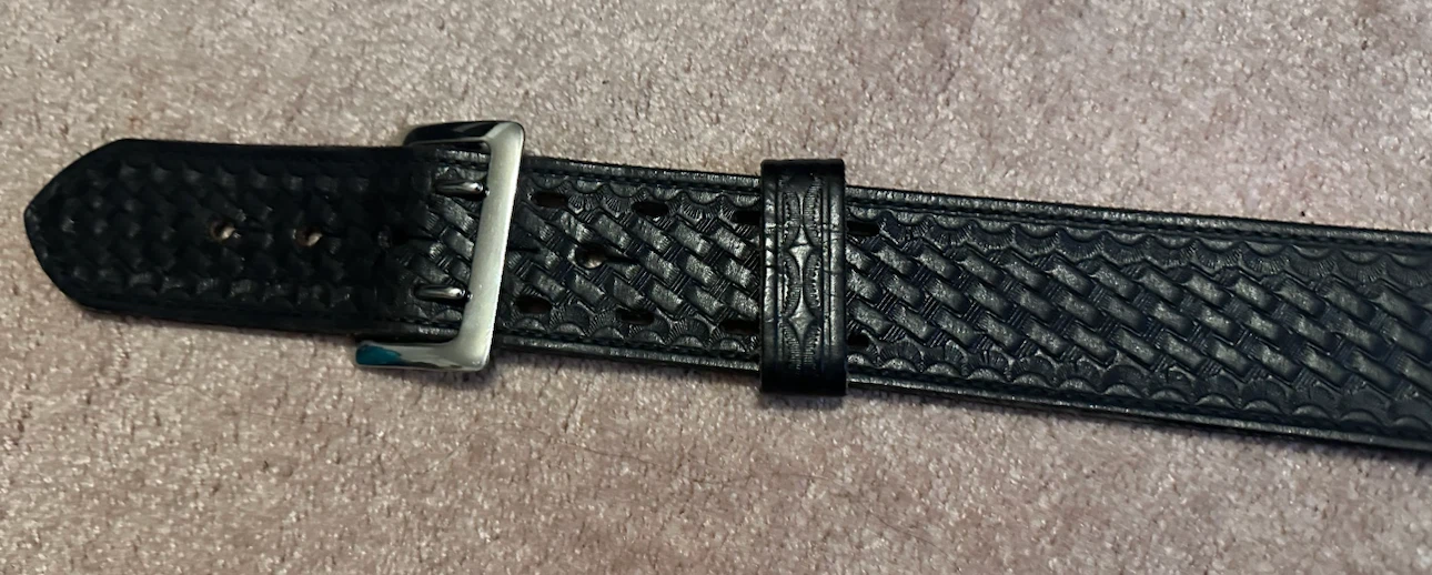 Vintage Security/police Black Embossed Leather Belt