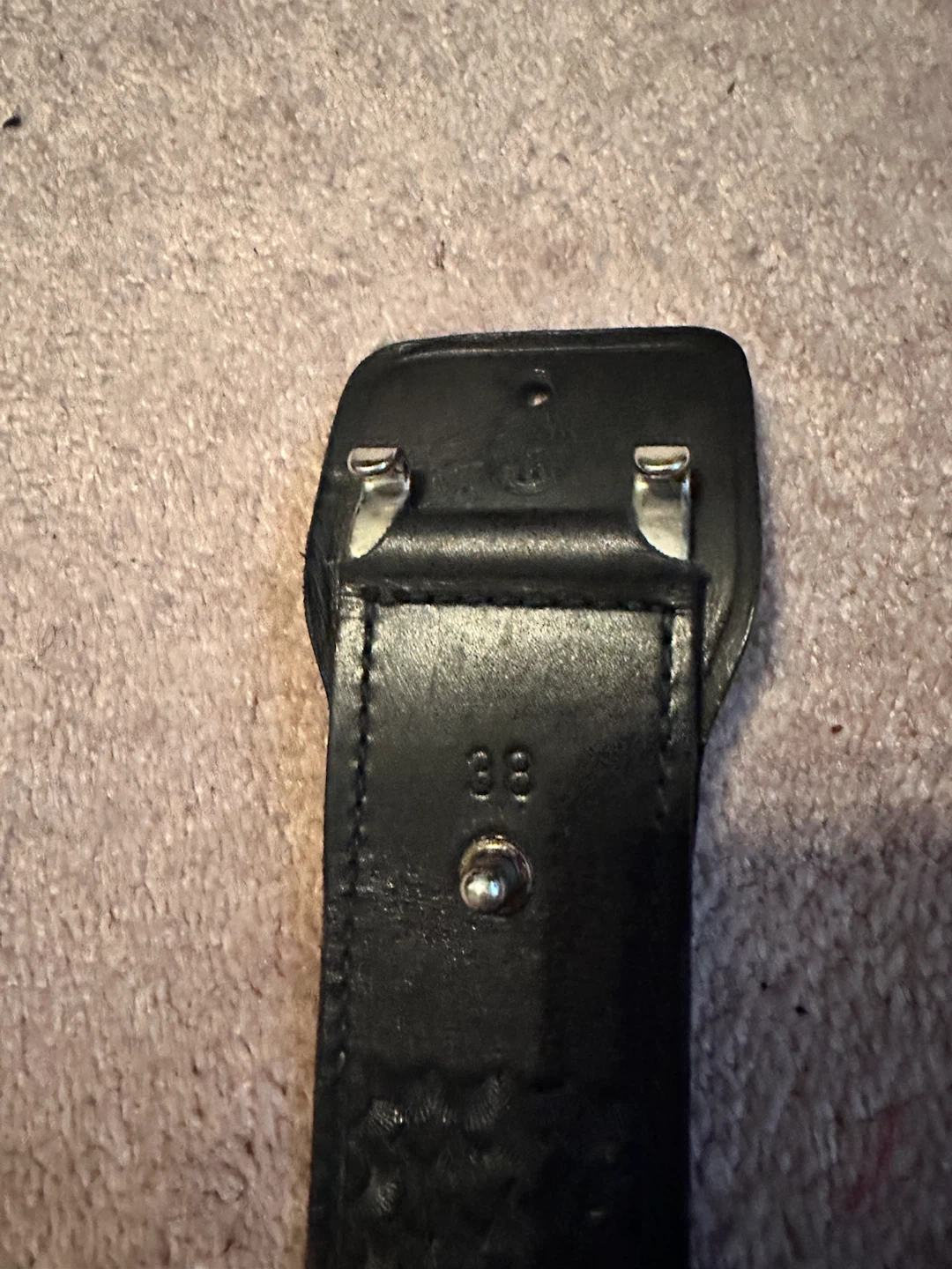 Vintage Security/police Black Embossed Leather Belt - photo 2