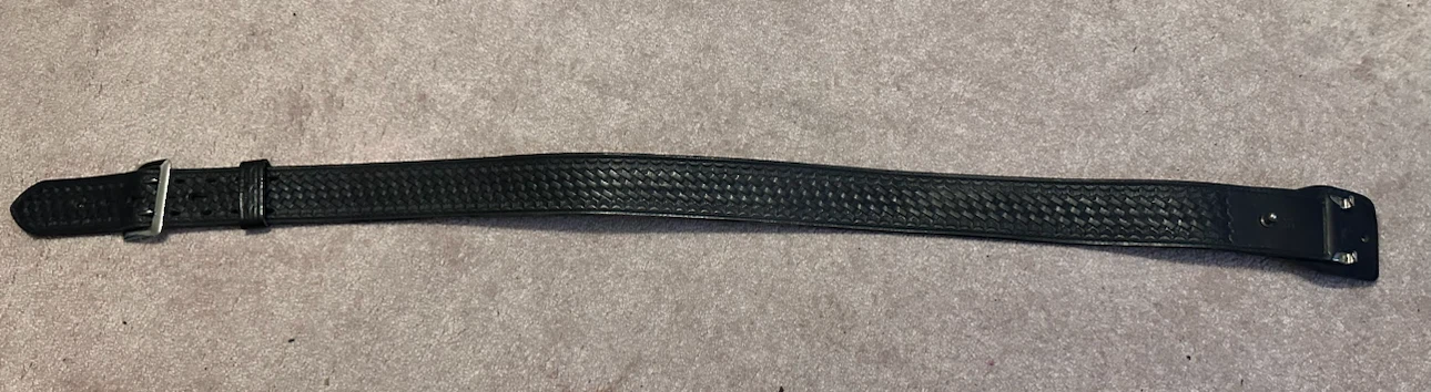 Vintage Security/police Black Embossed Leather Belt - photo 3