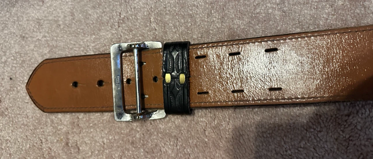 Vintage Security/police Black Embossed Leather Belt - photo 5
