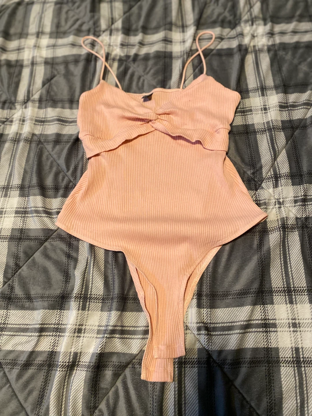 SHEIN Pink Ribbed Bodysuit Size XL