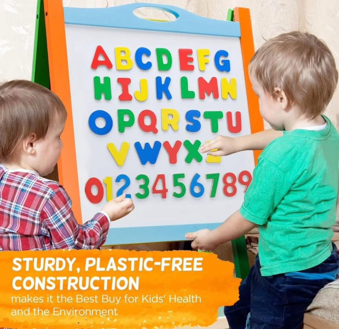 Double-Sided Magnetic Easel with Letters, Numbers & Chalk - photo 2