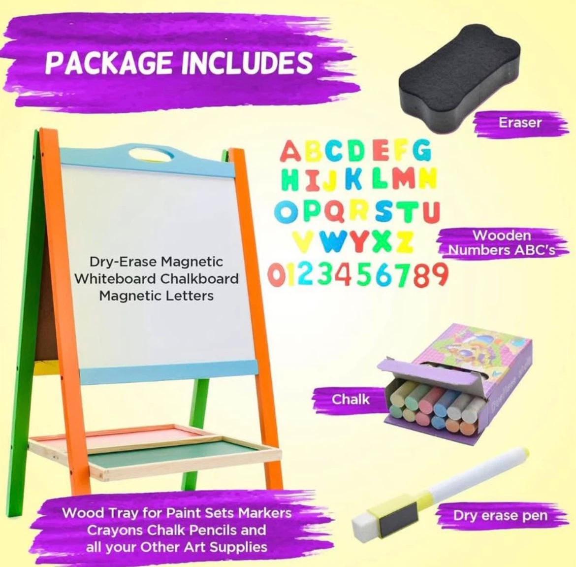 Double-Sided Magnetic Easel with Letters, Numbers & Chalk - photo 3