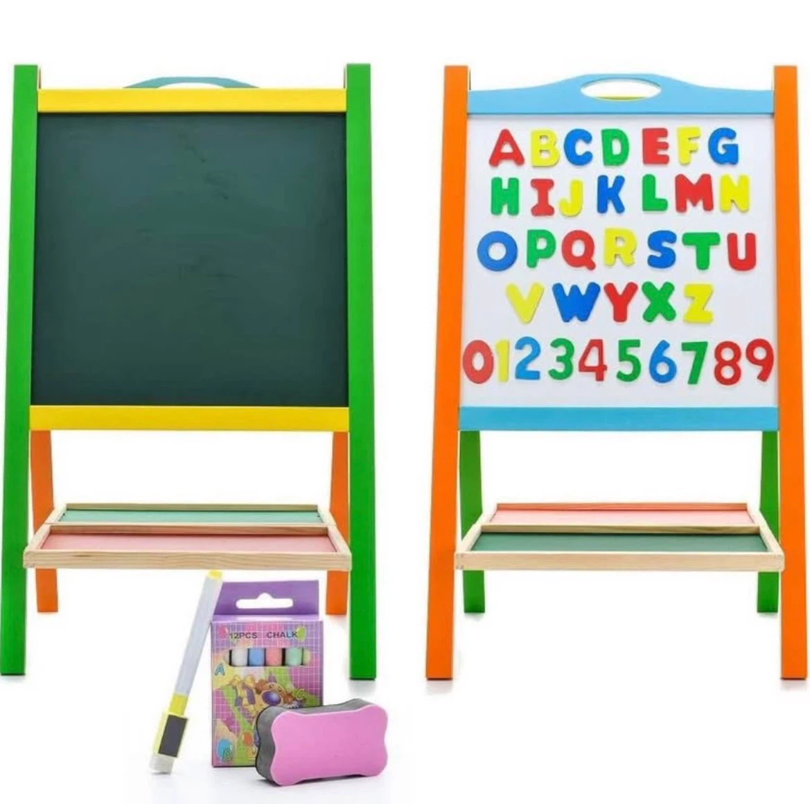 Double-Sided Magnetic Easel with Letters, Numbers & Chalk - photo 4