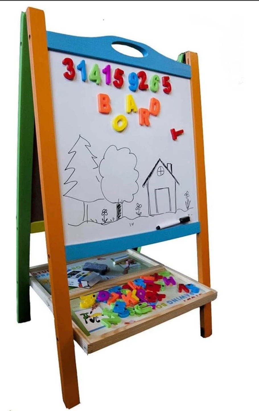 Double-Sided Magnetic Easel with Letters, Numbers & Chalk - photo 5