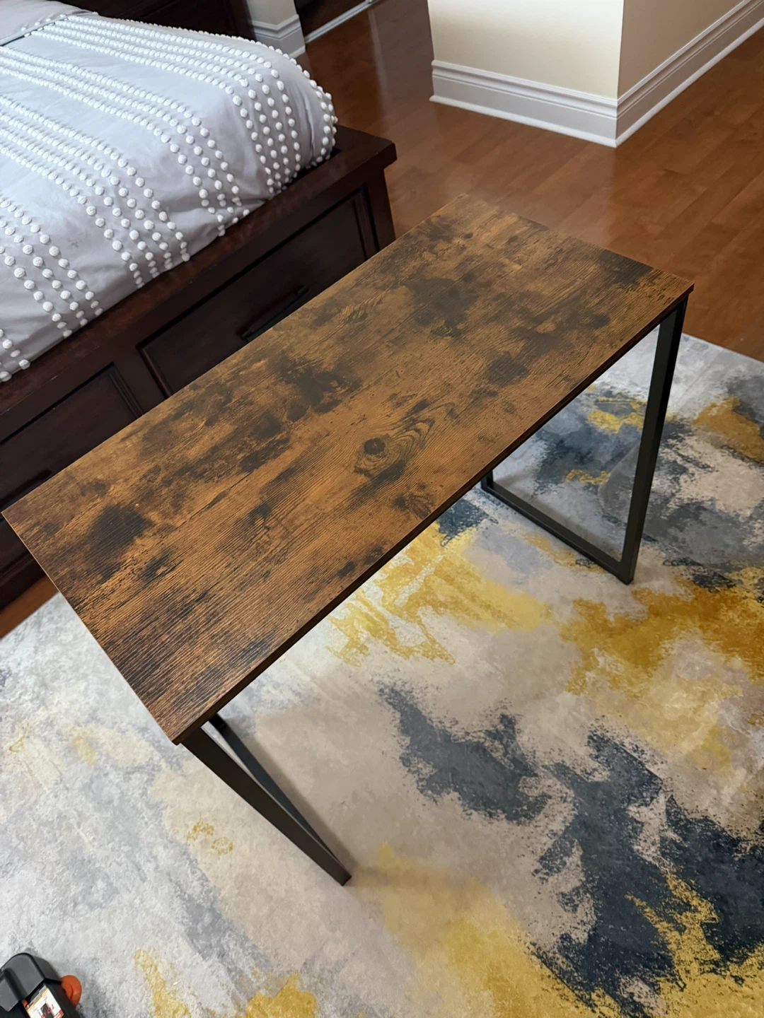 Rustic Wood Top Console Table with Black Metal Legs