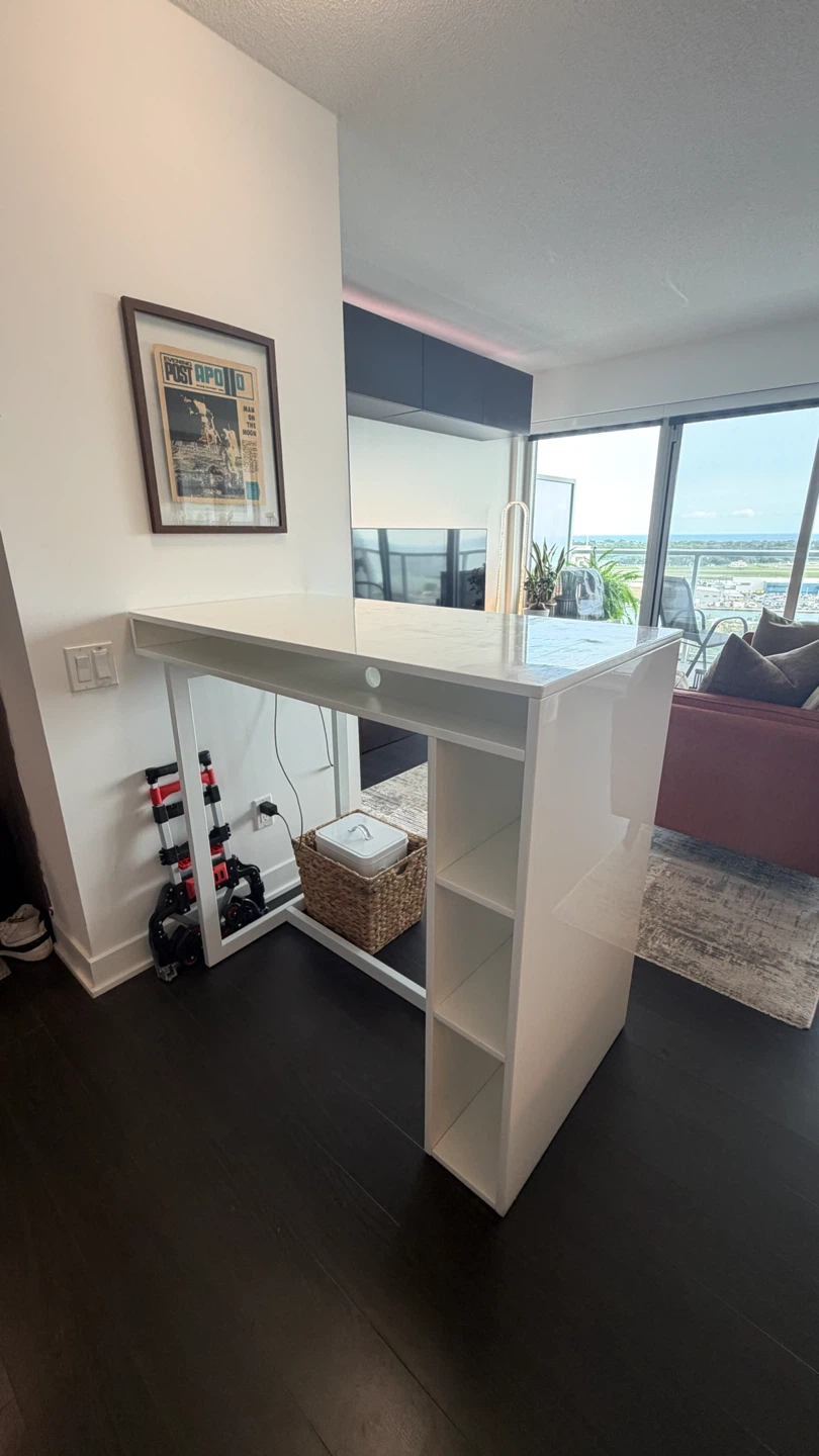 CB2 White Bar Table with Shelving 2(w) x 4(l) x 4(h)