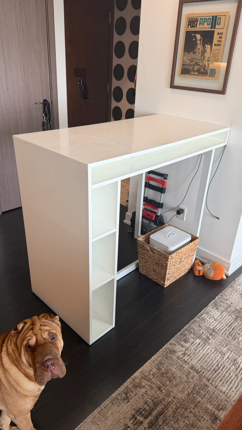 CB2 White Bar Table with Shelving 2(w) x 4(l) x 4(h) - photo 2