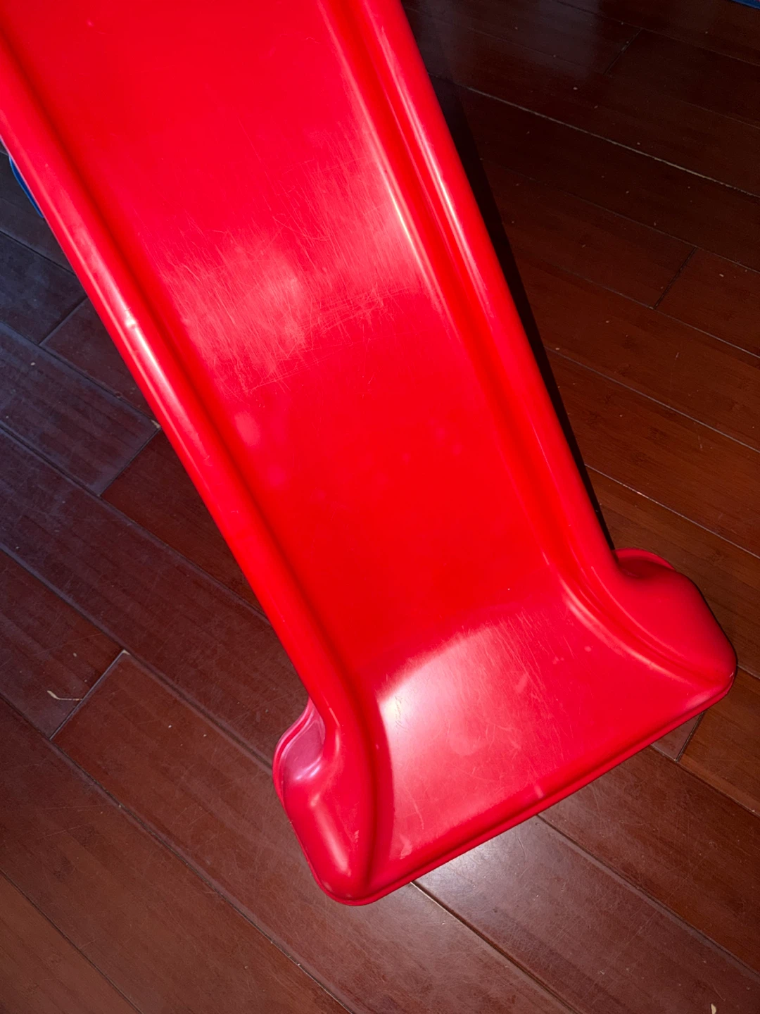 Red Plastic Toddler Slide with Blue Accents - photo 3