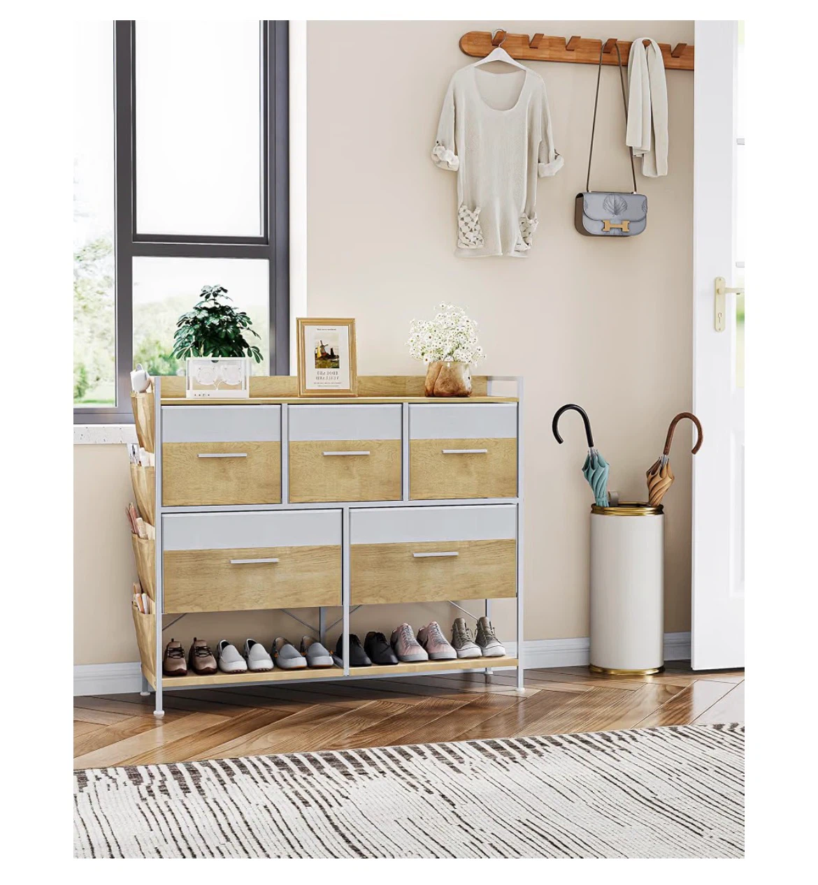 Hzuāneri 5 Drawer Chest with Shoe Rack - photo 2