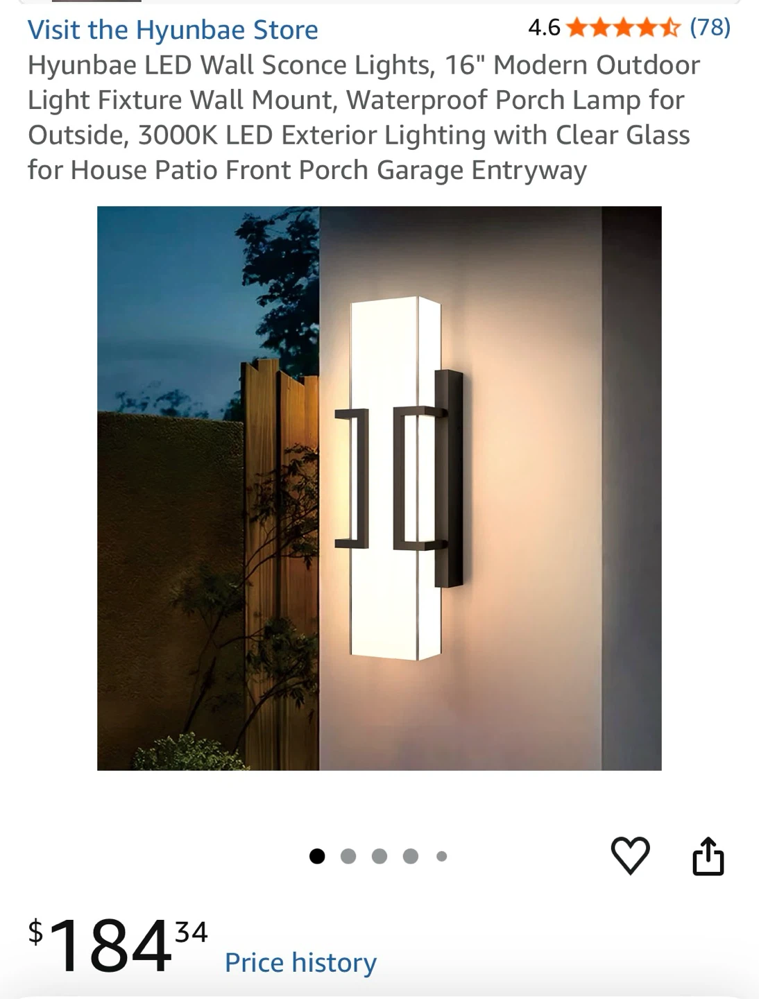 Hyunbae LED Wall Sconce Light - 16" Modern Outdoor Light Fixture
