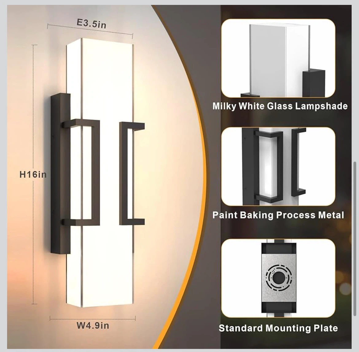 Hyunbae LED Wall Sconce Light - 16" Modern Outdoor Light Fixture - photo 4
