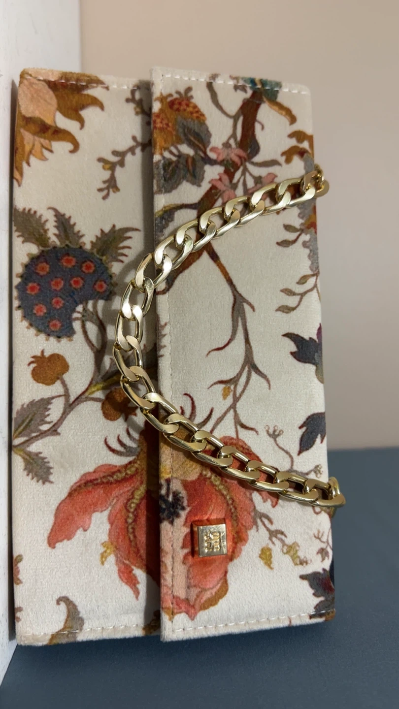 Floral Clutch with Gold Chain