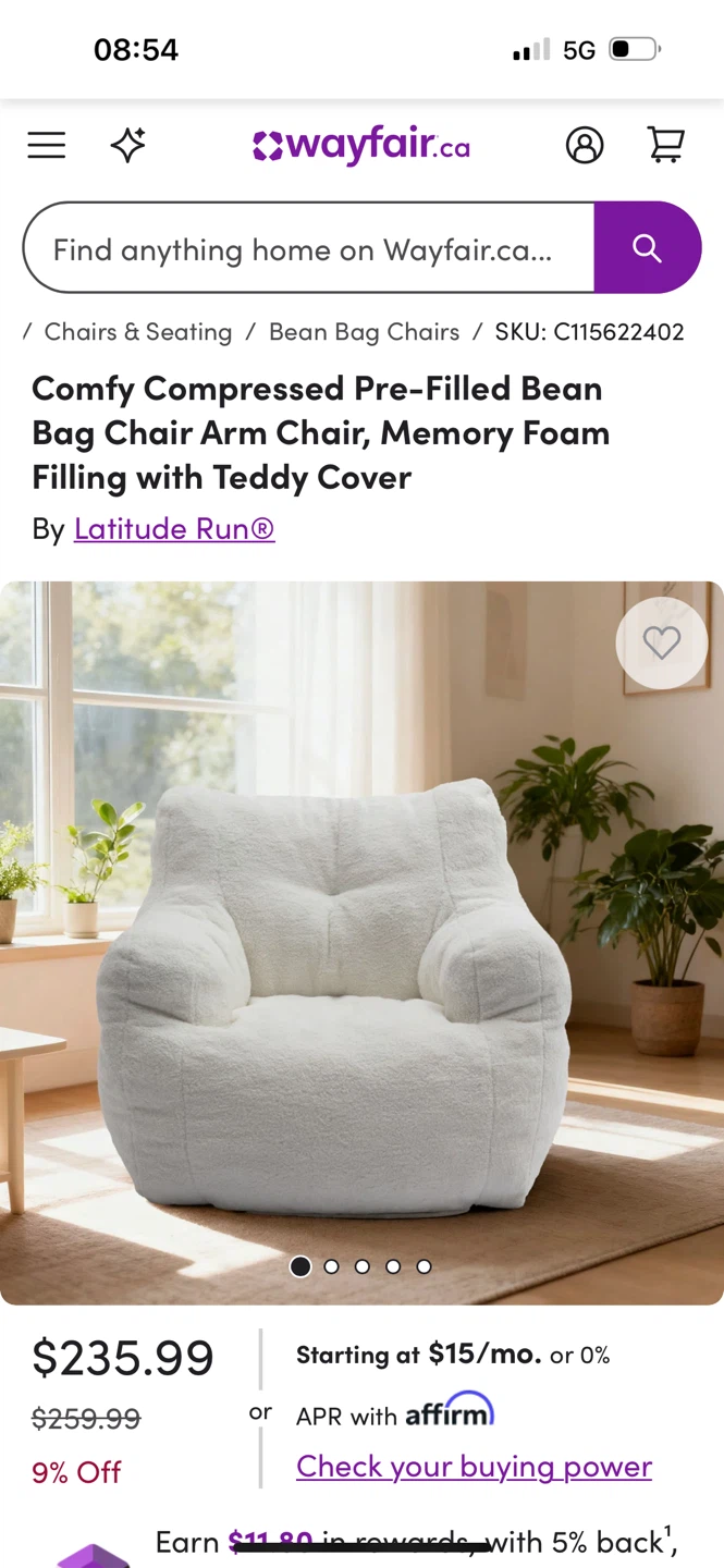 Compression Teddy Fabric Bean Bag Chair- like 🆕 - photo 3