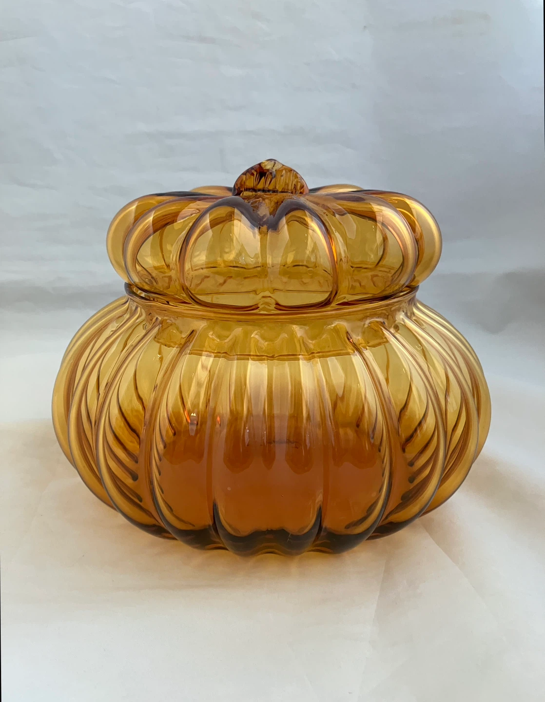 EMPOLI Amber Glass Pumpkin Jar with Lid, Italy