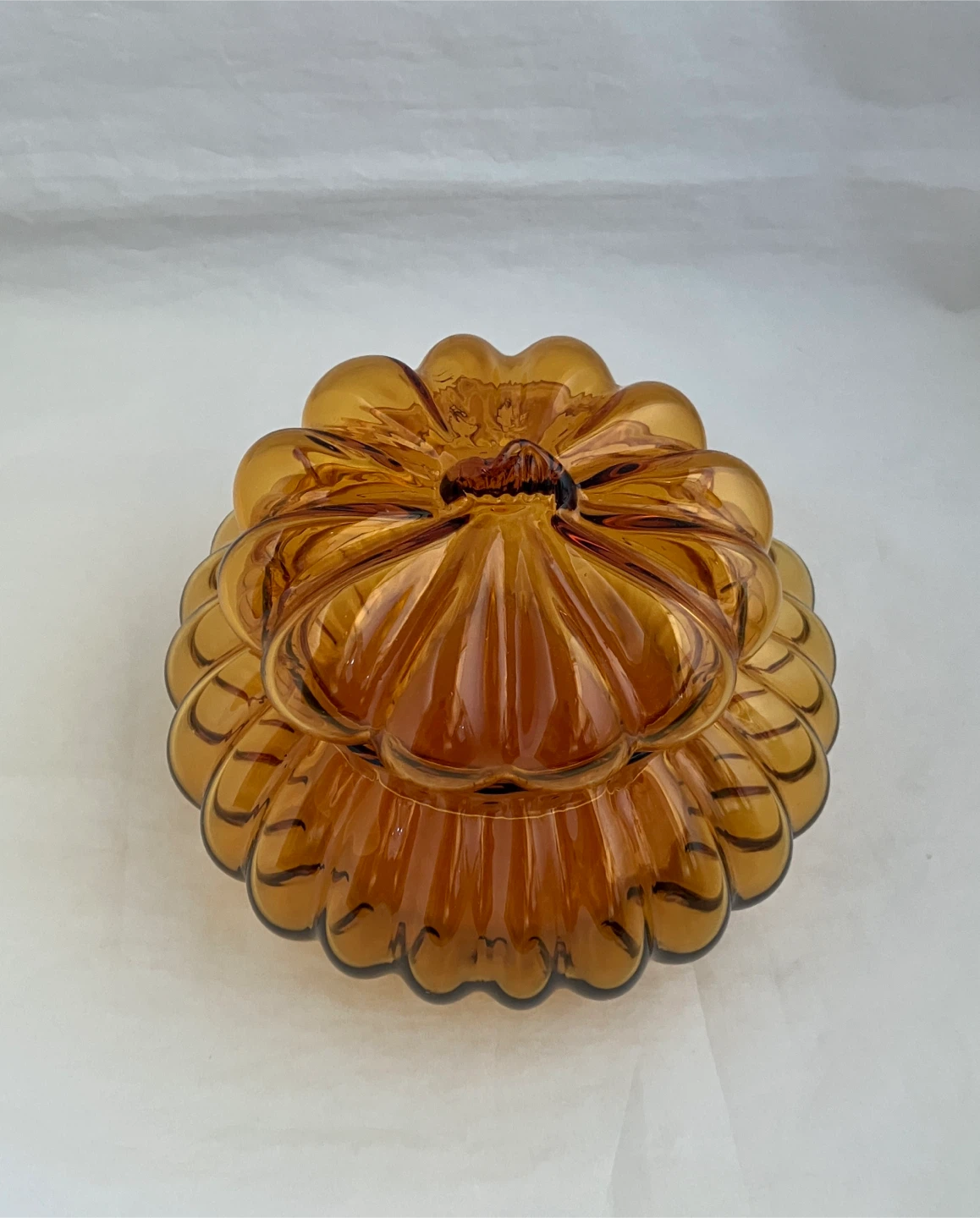 EMPOLI Amber Glass Pumpkin Jar with Lid, Italy - photo 2