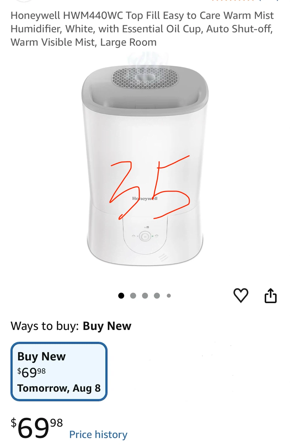 Honeywell HWM440WC Warm Mist Humidifier