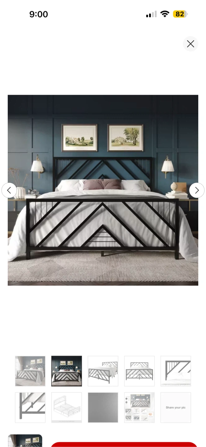 ChaletPosh Full Size Metal Platform Bed in Black