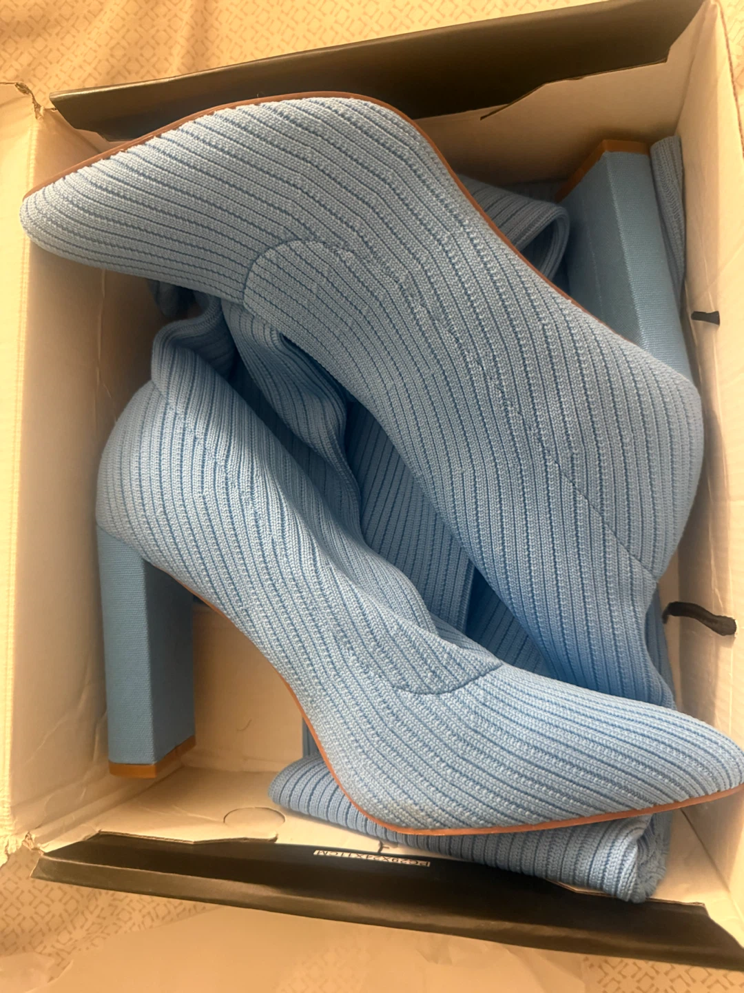 Sky Blue Knit Over-the-Knee Boots