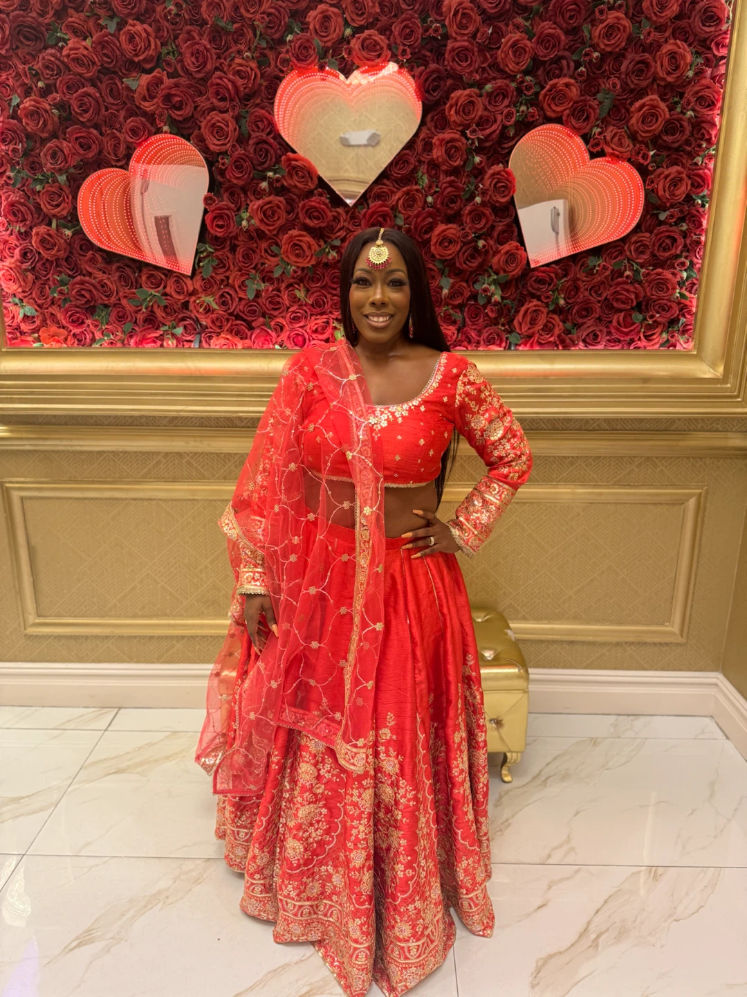 Red Lehenga Choli Set with Dupatta