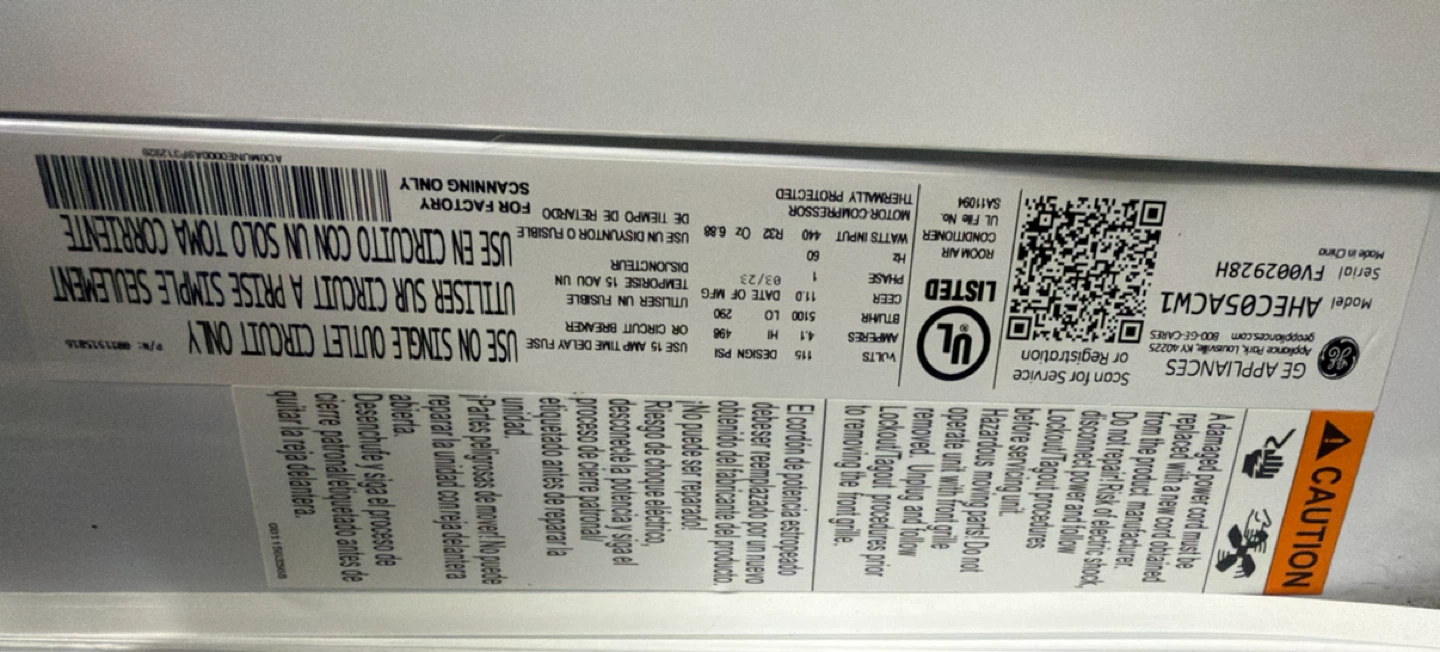 GE Appliances Window Air Conditioner AHEC05ACW1 - photo 2