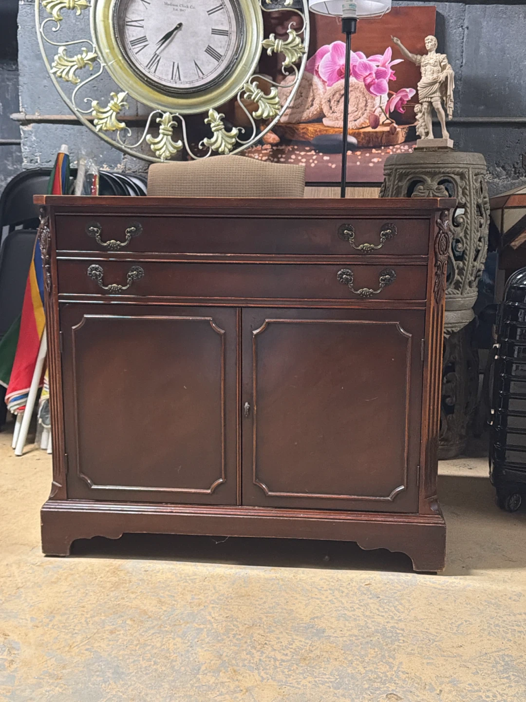 Dark Wood Cabinet with Drawers