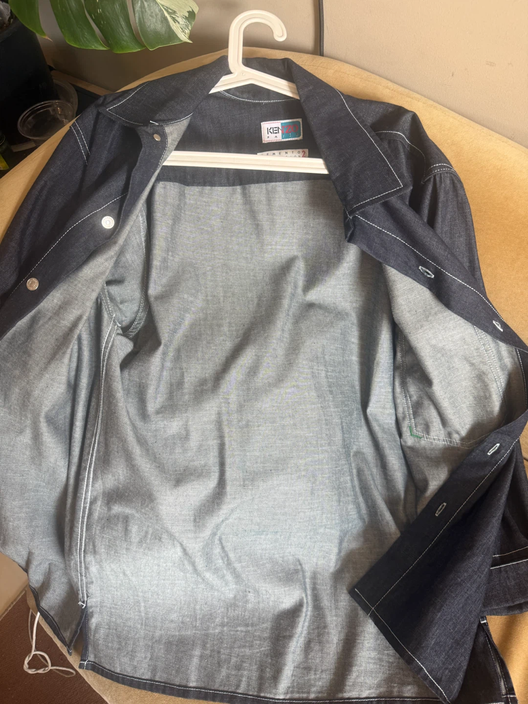 Denim Over-length Kenzo Shirt with Red Pocket - photo 3