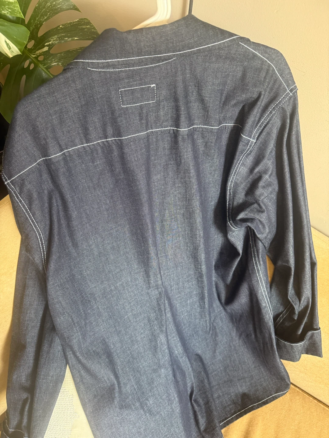 Denim Over-length Kenzo Shirt with Red Pocket - photo 4