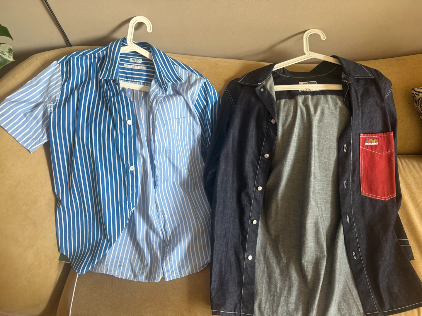 Denim Over-length Kenzo Shirt with Red Pocket - photo 5
