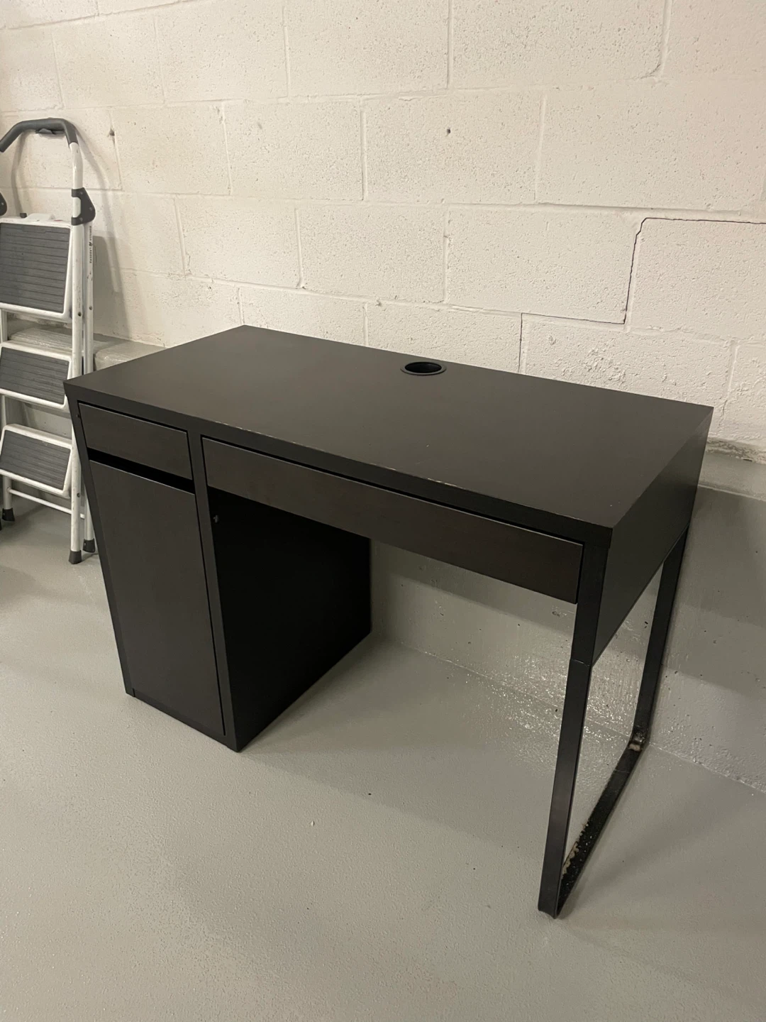 Dark Brown Desk with Drawer and Cabinet - photo 2