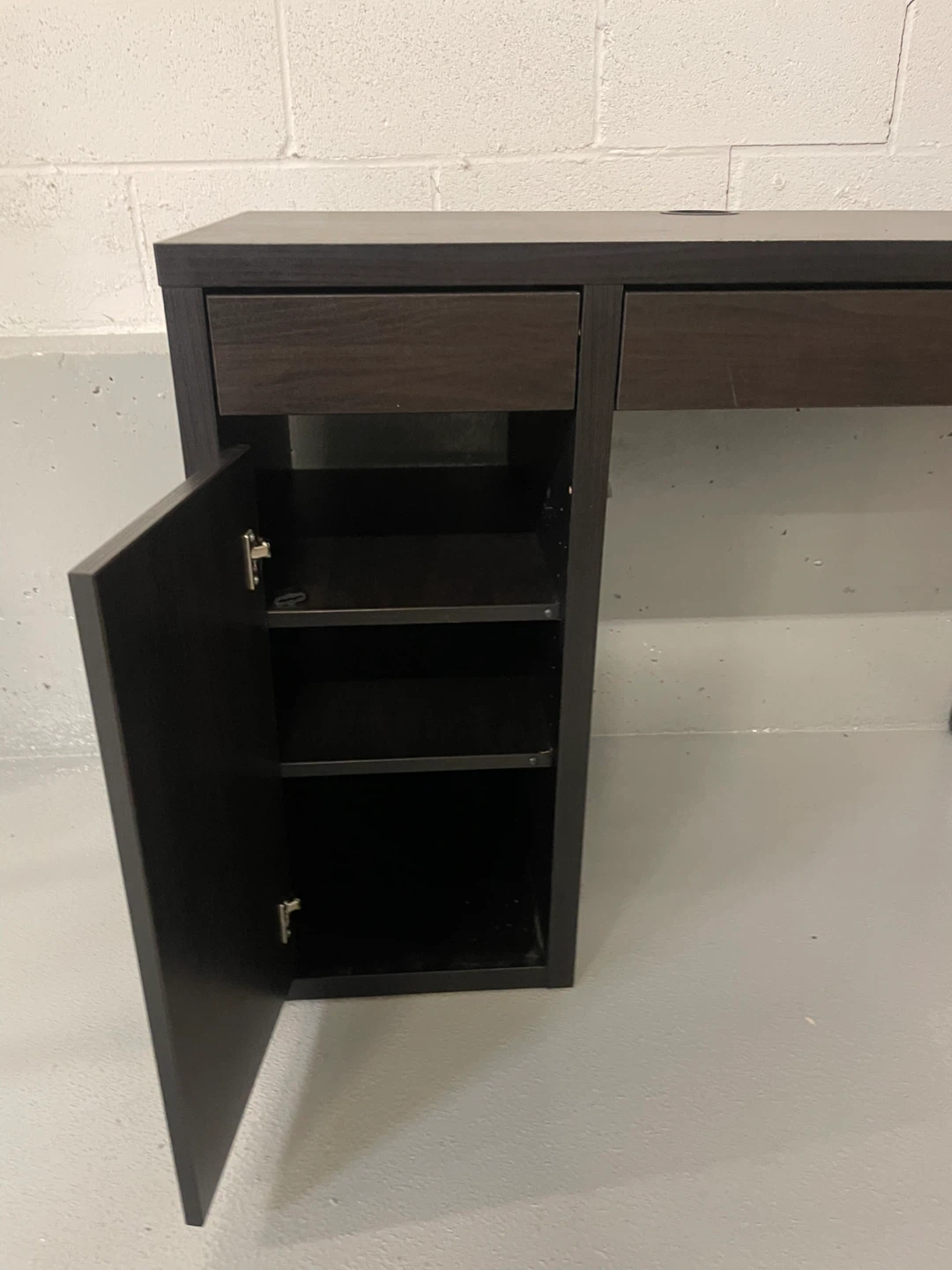 Dark Brown Desk with Drawer and Cabinet - photo 4