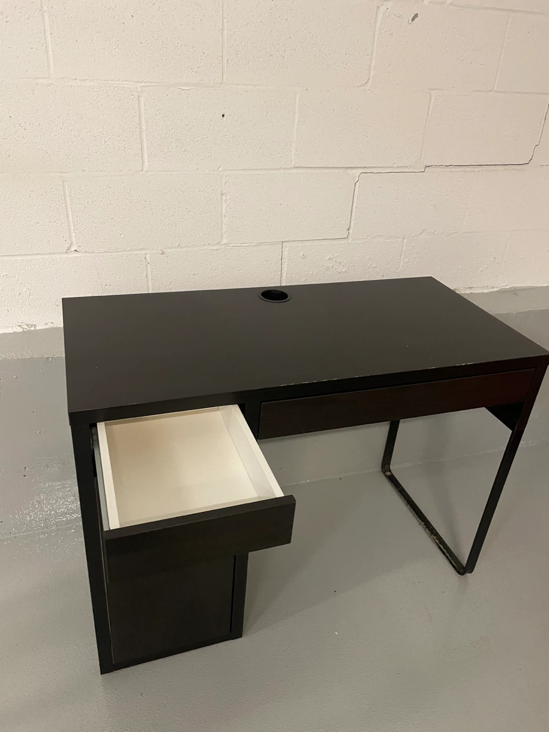 Dark Brown Desk with Drawer and Cabinet - photo 5