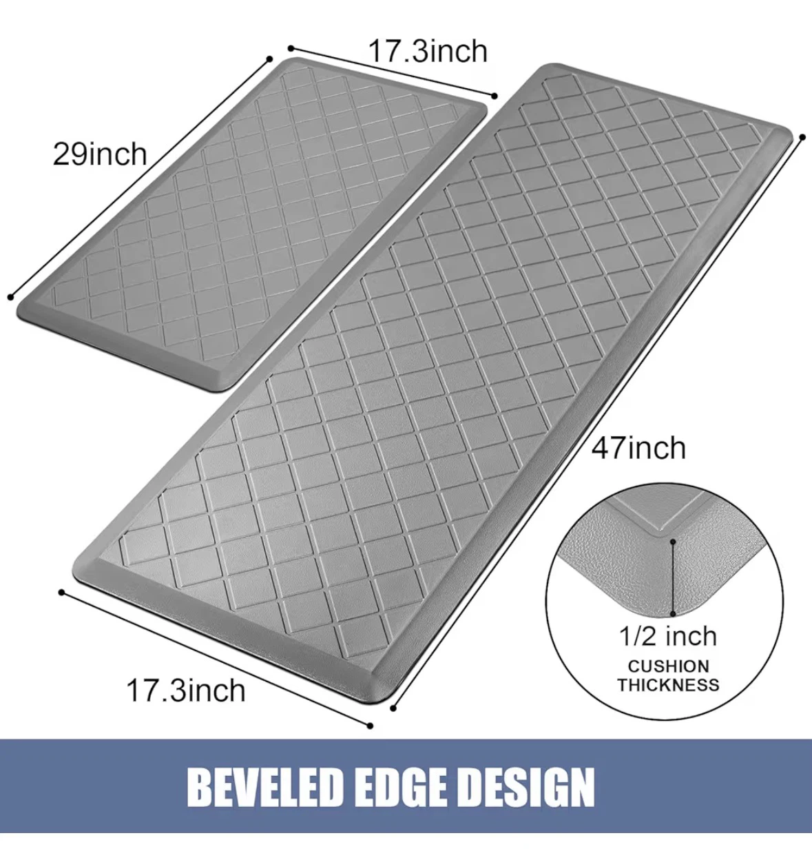 Grey Anti-Fatigue Kitchen Mat Set - photo 2