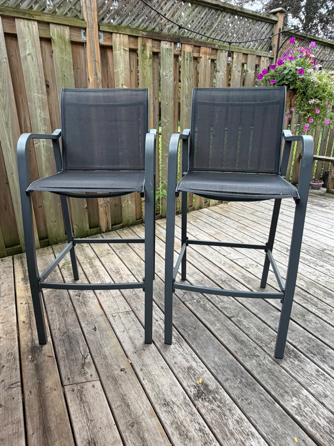 Set of 2 Black Outdoor Bar Stools